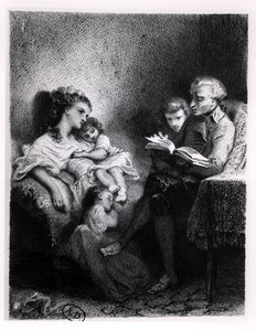Alphonse de Lamartine (1792-1869) Reading to his Family by Tony Johannot